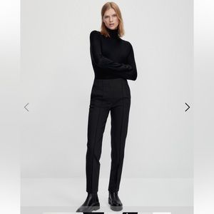 Massimo Dutti | Black high waisted slim fit technical trousers topstitching sz 6